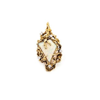 Pendant Nugget .16ctw Round Diamonds 3.5ct Australian Opal 18ky 1.6x.8" 7.94g 226050010