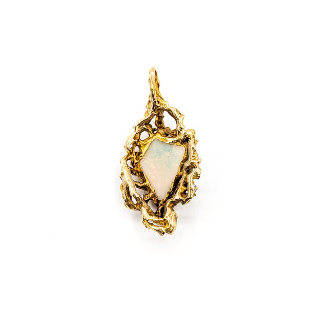 Pendant Nugget .16ctw Round Diamonds 3.5ct Australian Opal 18ky 1.6x.8" 7.94g 226050010