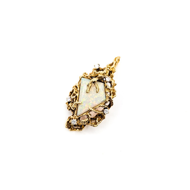Pendant Nugget .16ctw Round Diamonds 3.5ct Australian Opal 18ky 1.6x.8" 7.94g 226050010
