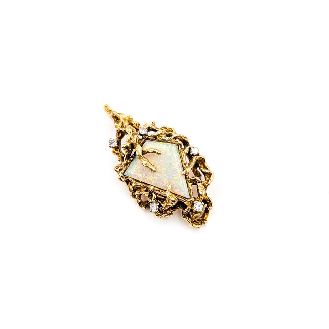 Pendant Nugget .16ctw Round Diamonds 3.5ct Australian Opal 18ky 1.6x.8" 7.94g 226050010