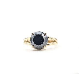 Ring Solitaire 3.25ct Round Black Diamond 14ky 3.25mm Sz6.5 3.78g 226040018