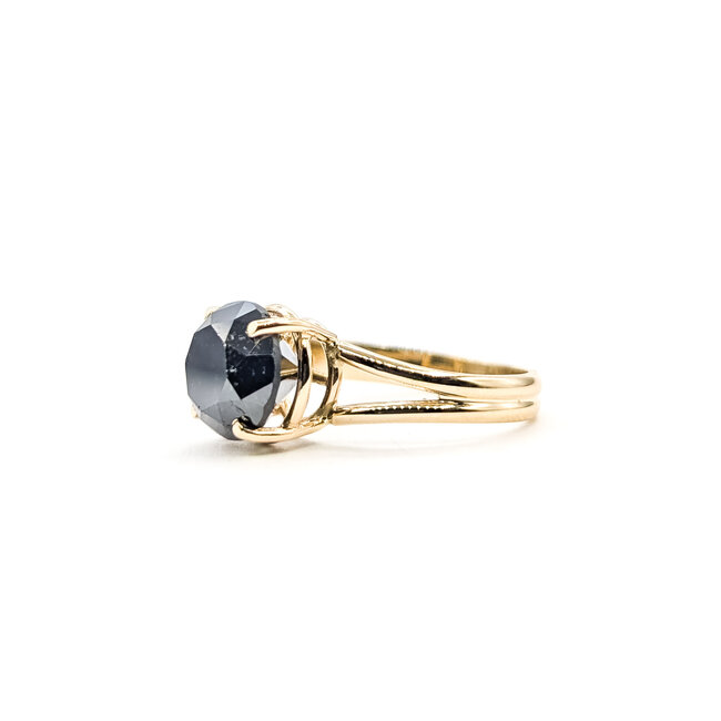 Ring Solitaire 3.25ct Round Black Diamond 14ky 3.25mm Sz6.5 3.78g 226040018