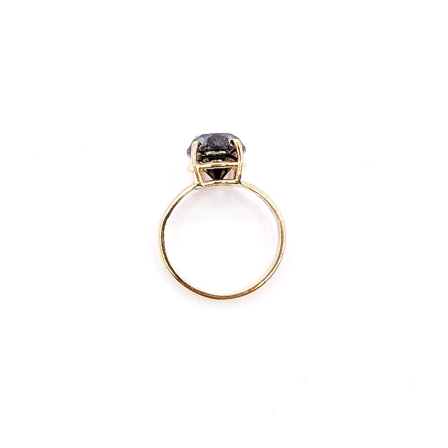 Ring Solitaire 3.25ct Round Black Diamond 14ky 3.25mm Sz6.5 3.78g 226040018