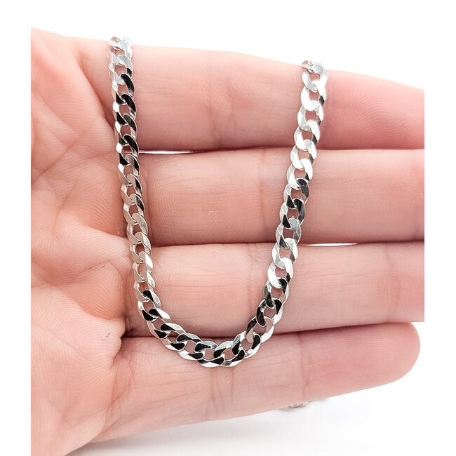 Necklace Cuban Chain Rhodium Plated 925 4.4mm 20" 126052008