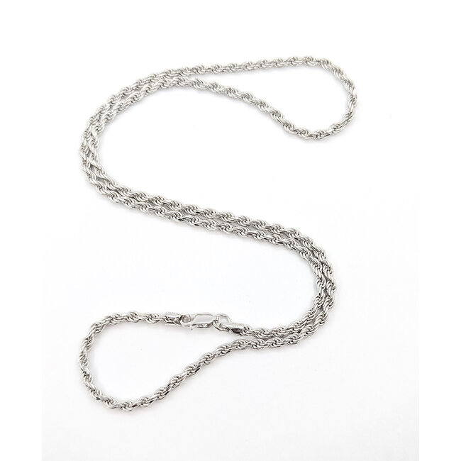 Necklace Diamond-Cut Rope Chain Rhodium Plated 925 3mm 20" 126052013