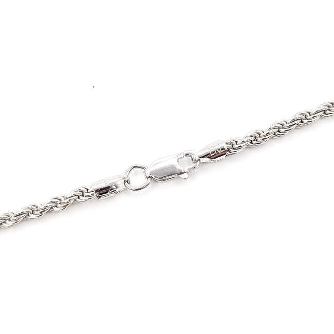 Necklace Diamond-Cut Rope Chain Rhodium Plated 925 3mm 20" 126052013