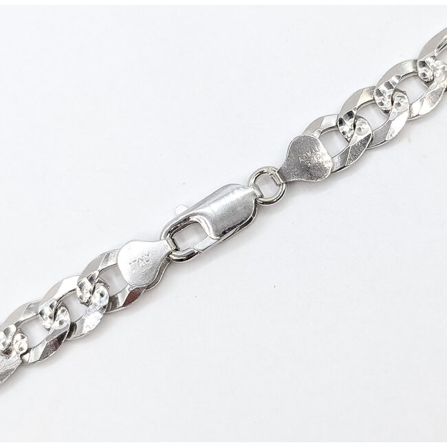 Necklace Pave Figaro Chain Rhodium Plated 925 7.8mm 20" 126052012