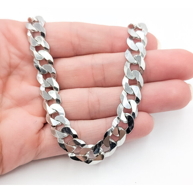 Necklace Cuban Chain Rhodium Plated 925 9.2mm 22" 126052011