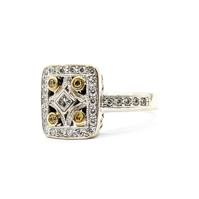Ring Milgrain .50ctw Round Diamonds 14kw 12mm Sz6 5.75g 126040120