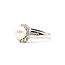 Ring Halo .40ctw Round & Baguette Diamonds 7mm Pearl 14kw 5mm Sz6 5.11g 126040124