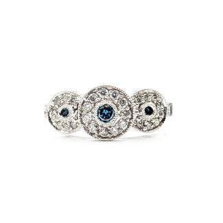 Ring 3-Station Halo .40ctw Round Diamonds 14kw 8.5mm Sz6.5 4.12g 126040109