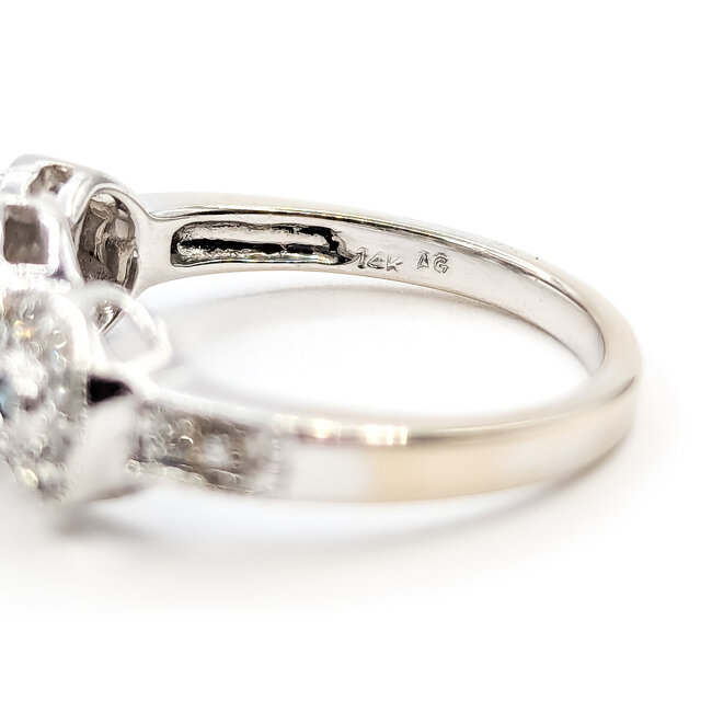 Ring 3-Station Halo .40ctw Round Diamonds 14kw 8.5mm Sz6.5 4.12g 126040109