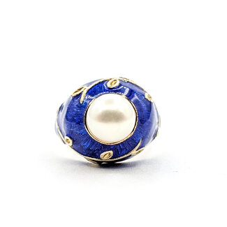 Ring Enamel 7.5mm Pearl 14ky 14mm Sz5 8.66g 126040122
