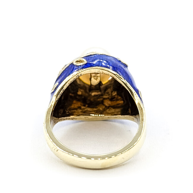 Ring Enamel 7.5mm Pearl 14ky 14mm Sz5 8.66g 126040122