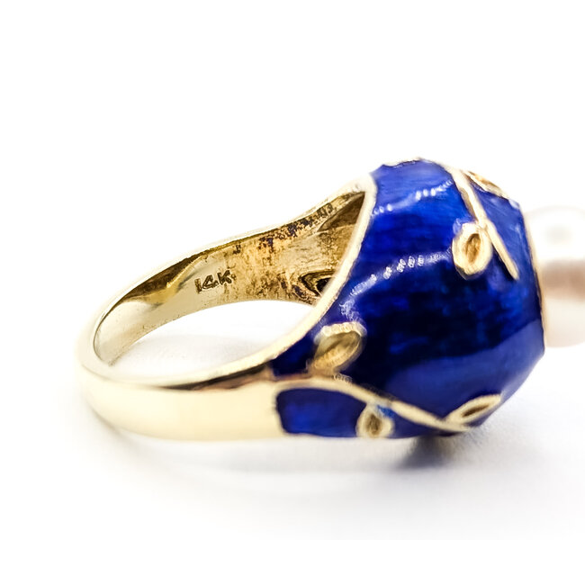 Ring Enamel 7.5mm Pearl 14ky 14mm Sz5 8.66g 126040122