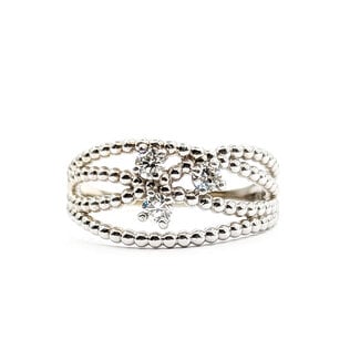 Ring Beaded Criss Cross .30ctw Round Diamonds 14kw 11mm Sz10.5 4.54g 126040115