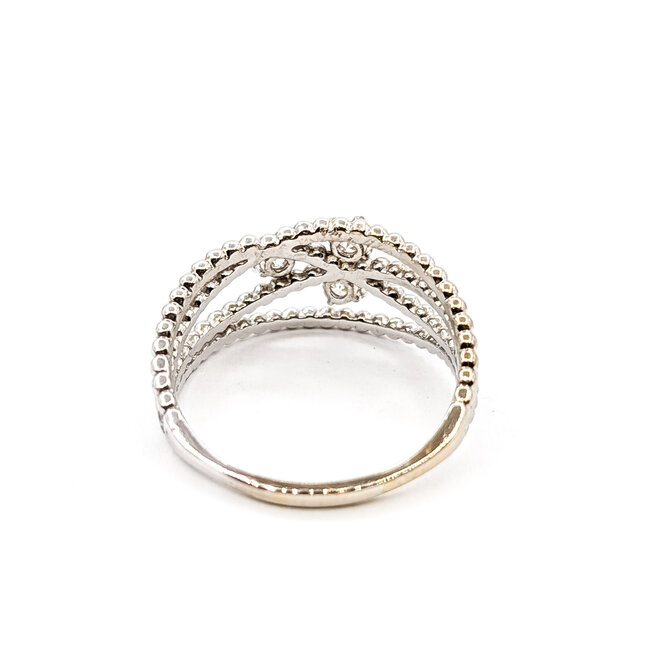 Ring Beaded Criss Cross .30ctw Round Diamonds 14kw 11mm Sz10.5 4.54g 126040115