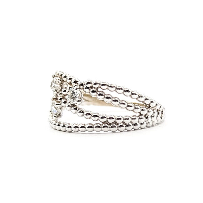 Ring Beaded Criss Cross .30ctw Round Diamonds 14kw 11mm Sz10.5 4.54g 126040115