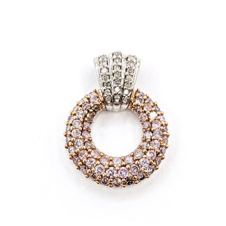 Pendant Circle 1.00ctw Round Diamonds 14kw .9x.6" 4.32g 126040126