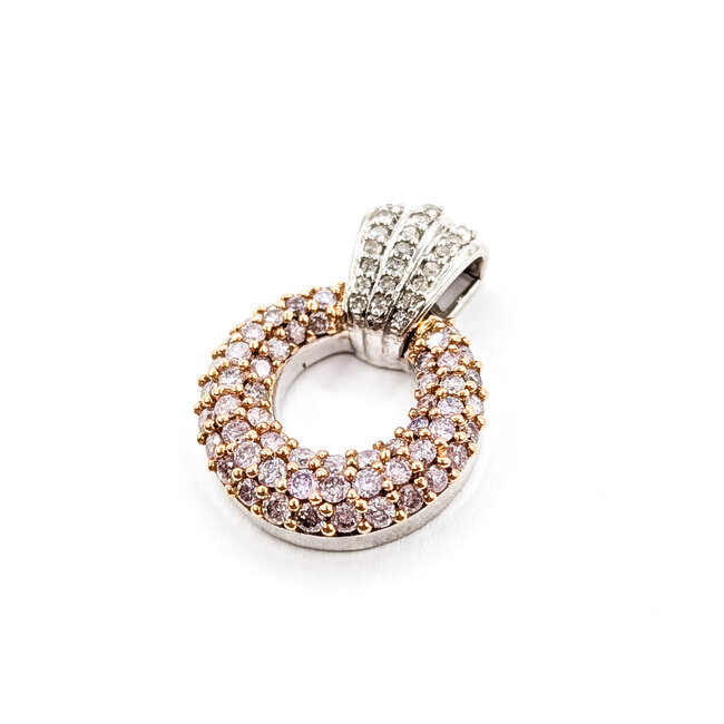 Pendant Circle 1.00ctw Round Diamonds 14kw .9x.6" 4.32g 126040126
