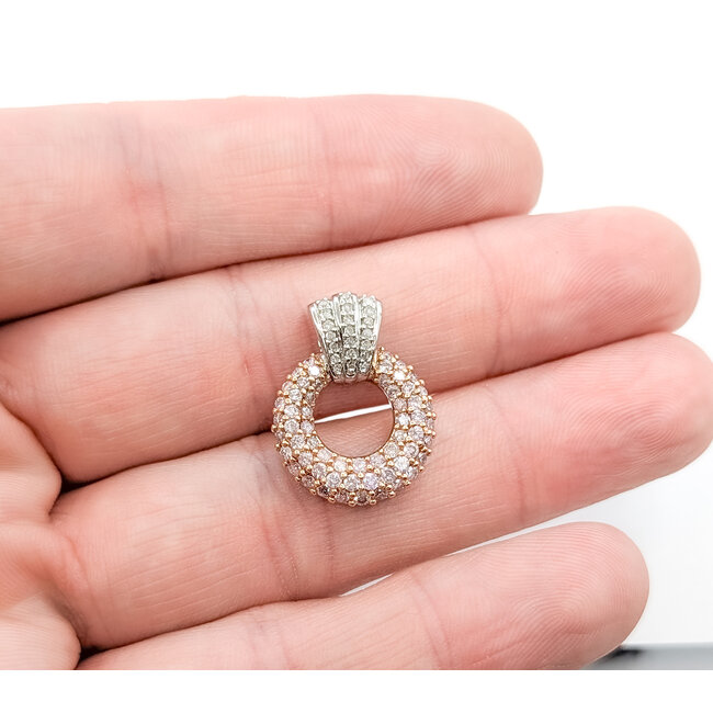 Pendant Circle 1.00ctw Round Diamonds 14kw .9x.6" 4.32g 126040126