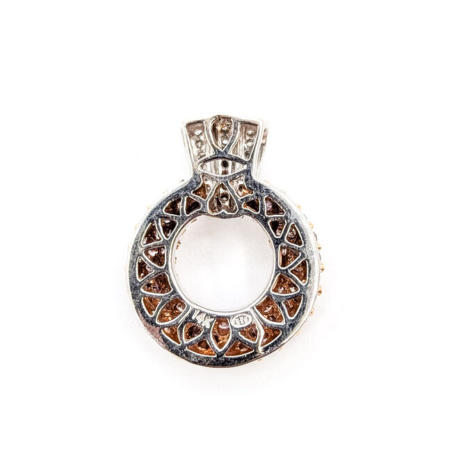 Pendant Circle 1.00ctw Round Diamonds 14kw .9x.6" 4.32g 126040126