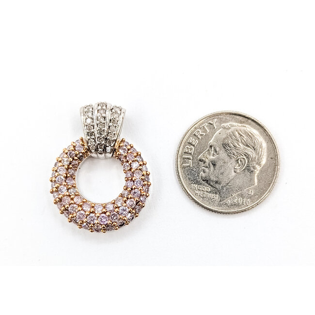 Pendant Circle 1.00ctw Round Diamonds 14kw .9x.6" 4.32g 126040126