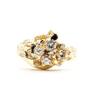 Ring Nugget .25ctw Round Diamonds 14ky 11mm Sz6 4.27g 126040111