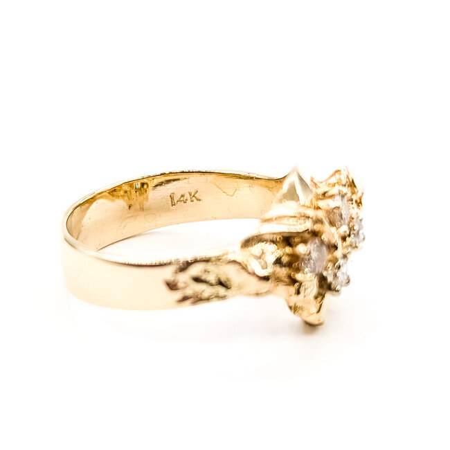 Ring Nugget .25ctw Round Diamonds 14ky 11mm Sz6 4.27g 126040111