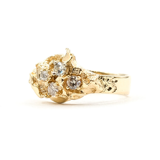 Ring Nugget .25ctw Round Diamonds 14ky 11mm Sz6 4.27g 126040111