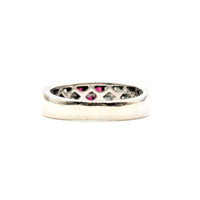 Ring Invisible Set 1.00ctw Round & Princess Diamonds .40ctw Rubies 14kw 5.75mm Sz6.5 4.98g 126040119