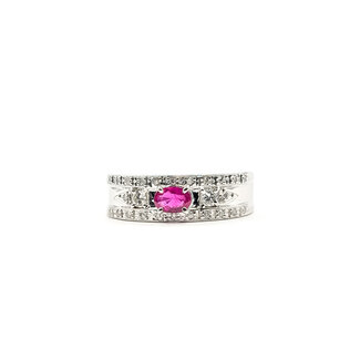Ring Milgrain 0.3ctw Round Diamonds .55ct Red Ruby 900pt 7mm Sz10 126010017