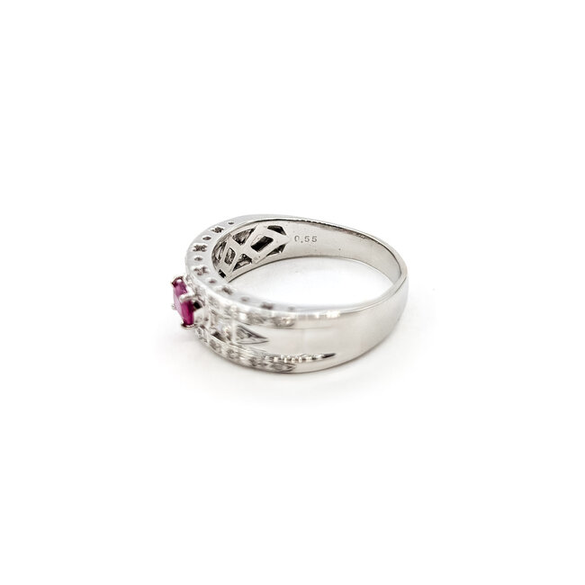 Ring Milgrain 0.3ctw Round Diamonds .55ct Red Ruby 900pt 7mm Sz10 126010017