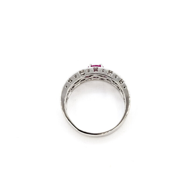 Ring Milgrain 0.3ctw Round Diamonds .55ct Red Ruby 900pt 7mm Sz10 126010017