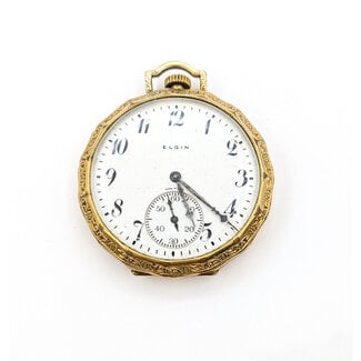 Pocket Watch Elgin National Watch Company 17 jewels Yr. 1928 "1931 Engraving" 42mm Gold Plate Watch Only 126046024