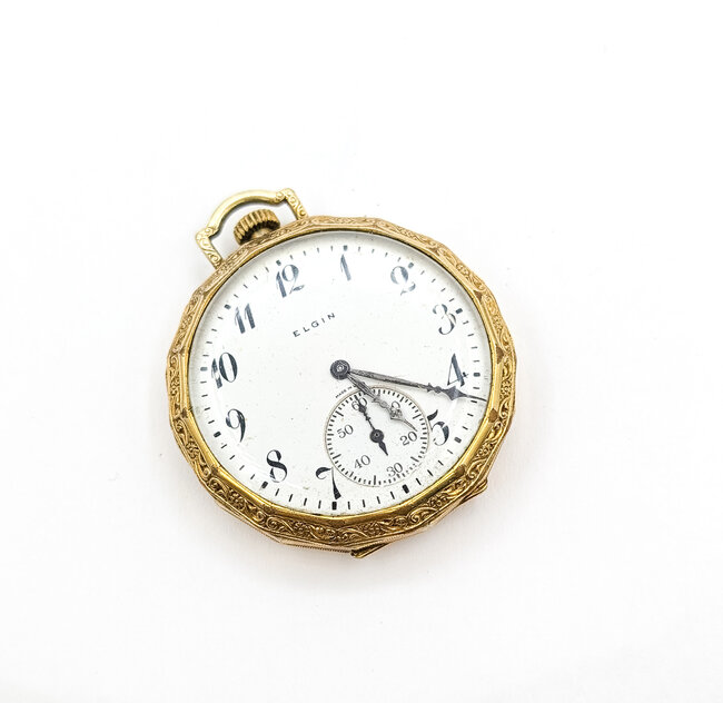 Pocket Watch Elgin National Watch Company 17 jewels Yr. 1928 "1931 Engraving" 42mm Gold Plate Watch Only 126046024