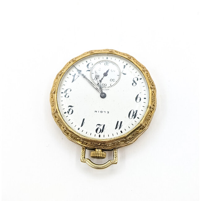Pocket Watch Elgin National Watch Company 17 jewels Yr. 1928 "1931 Engraving" 42mm Gold Plate Watch Only 126046024