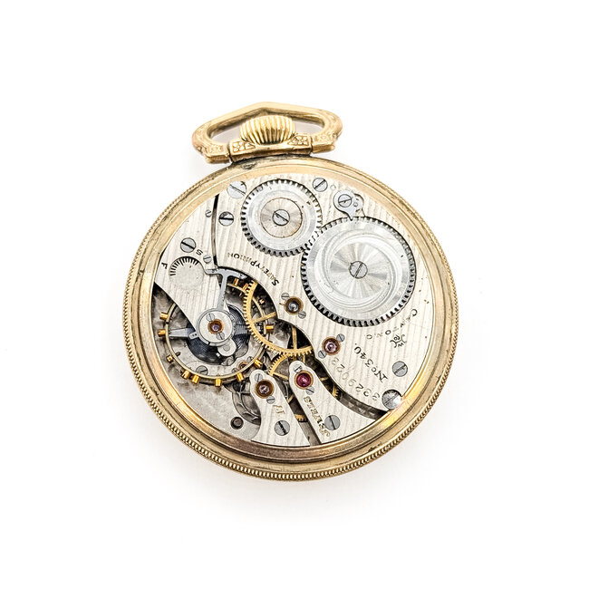 Pocket Watch Hampton Watch Company "Saftey Pinion" No. 340 48mm Gold Plate Watch Only 126046023