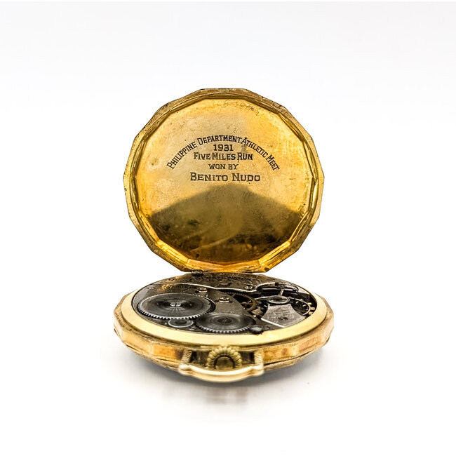 Pocket Watch Elgin National Watch Company 17 jewels Yr. 1928 "1931 Engraving" 42mm Gold Plate Watch Only 126046024