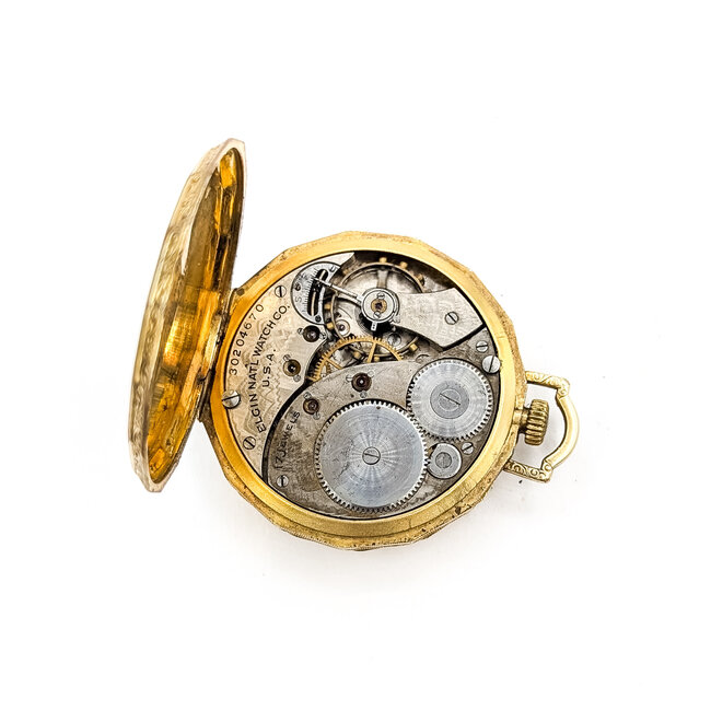 Pocket Watch Elgin National Watch Company 17 jewels Yr. 1928 "1931 Engraving" 42mm Gold Plate Watch Only 126046024