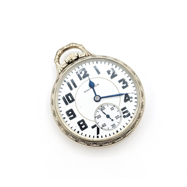 Pocket Watch Hamilton 992 Yr. 1918 50mm White Gold Plate Watch Only 126046020