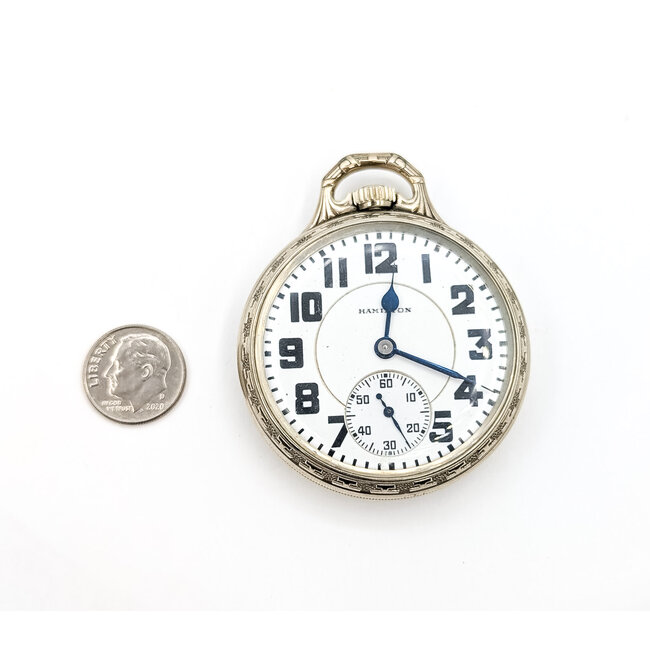 Pocket Watch Hamilton 992 Yr. 1918 50mm White Gold Plate Watch Only 126046020