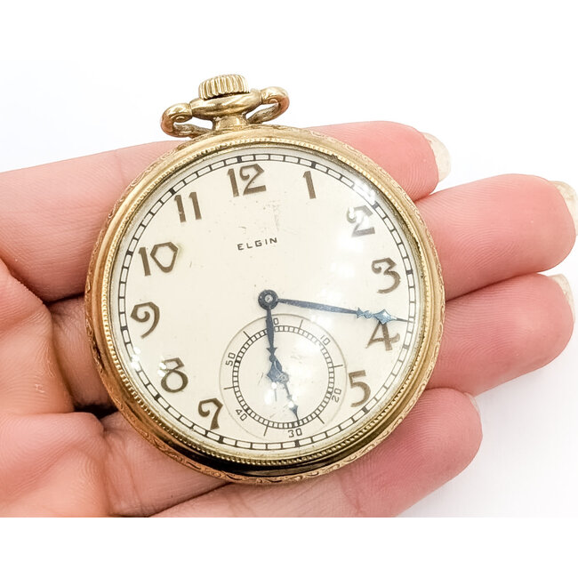 Pocket Watch Elgin National Watch Company 15 jewels Yr.1930 42.5mm Gold Plate Watch Only 126046022