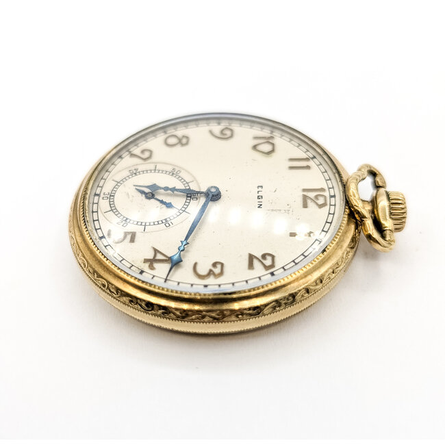 Pocket Watch Elgin National Watch Company 15 jewels Yr.1930 42.5mm Gold Plate Watch Only 126046022