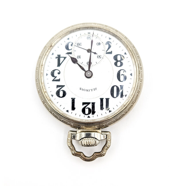 Pocket Watch Illinois Watch Company Bunn Special Yr. 1926 50mm White Gold Plate Watch Only 126046019