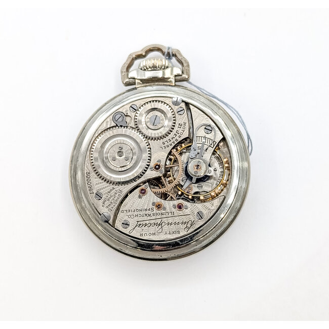Pocket Watch Illinois Watch Company Bunn Special Yr. 1926 50mm White Gold Plate Watch Only 126046019