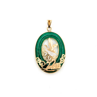 Pendant Swans 1.2x.9" Jade 14ky 1.5x.9" 3.26g 126050057