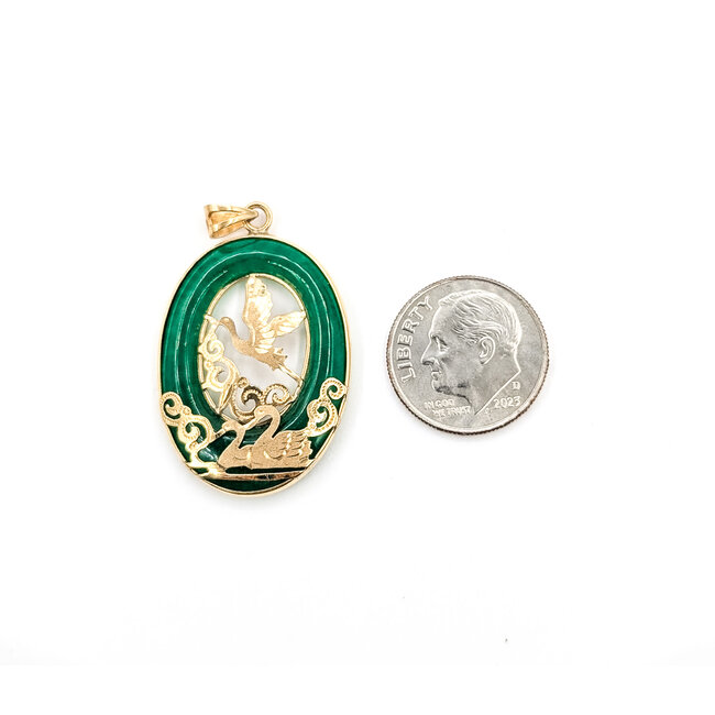 Pendant Swans 1.2x.9" Jade 14ky 1.5x.9" 3.26g 126050057