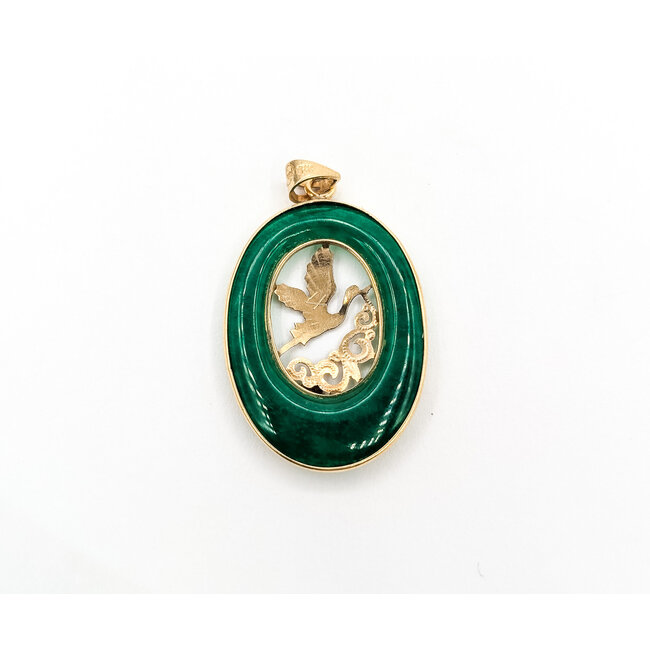 Pendant Swans 1.2x.9" Jade 14ky 1.5x.9" 3.26g 126050057