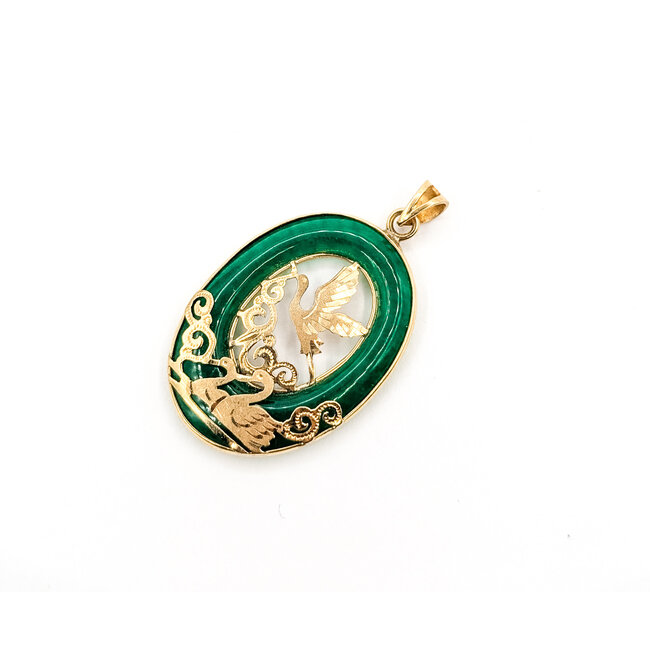 Pendant Swans 1.2x.9" Jade 14ky 1.5x.9" 3.26g 126050057
